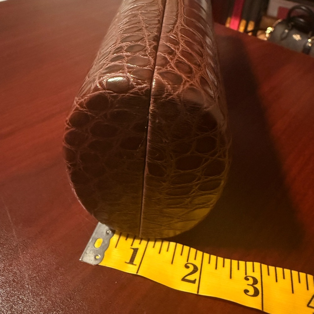 Brown Crocodile Embossed Clutch NWOT - Picture 3 of 7